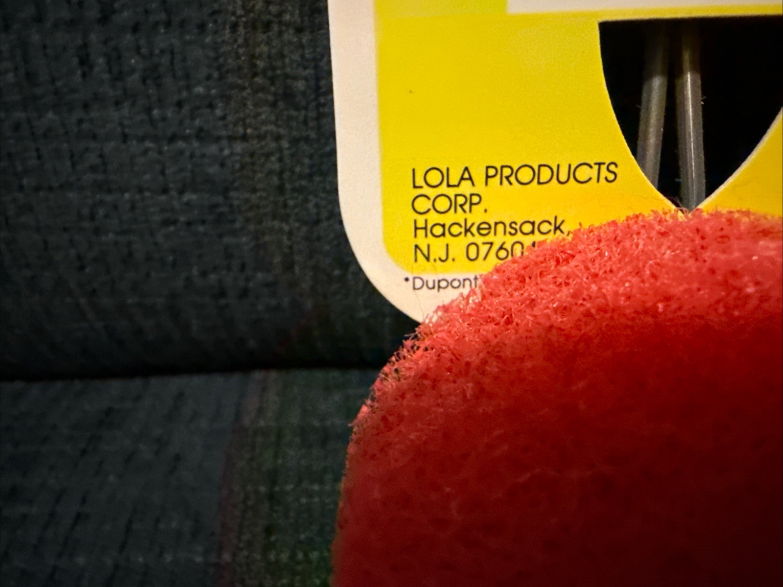 Lola Products New Vintage Nylon Dish Scrubber Red Pad With Wooden Handle 386