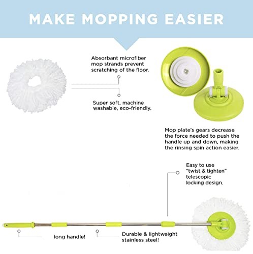 SIMPLI-MAGIC DELUXE STAINLESS STEEL ROLLING SPIN MOP SYSTEM – YELLOW/BLACK