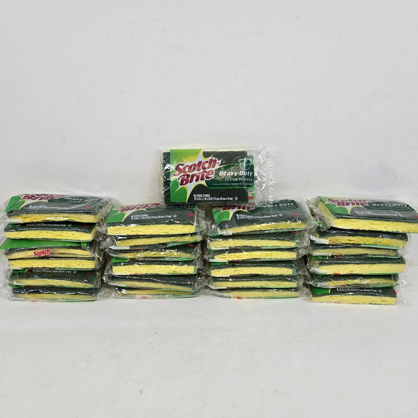 Scotch-Brite Heavy Duty Scrub Sponge Lot of 25 Green 4.5 in x 2.7 in