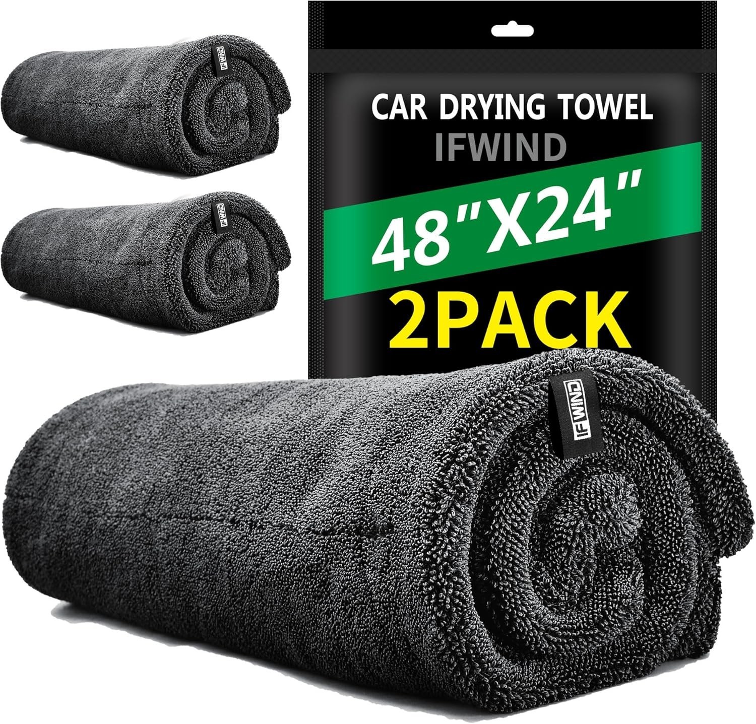 Extra Large Microfiber Car Drying Towels (48”x24”) – 2 Pack for Ultimate Care
