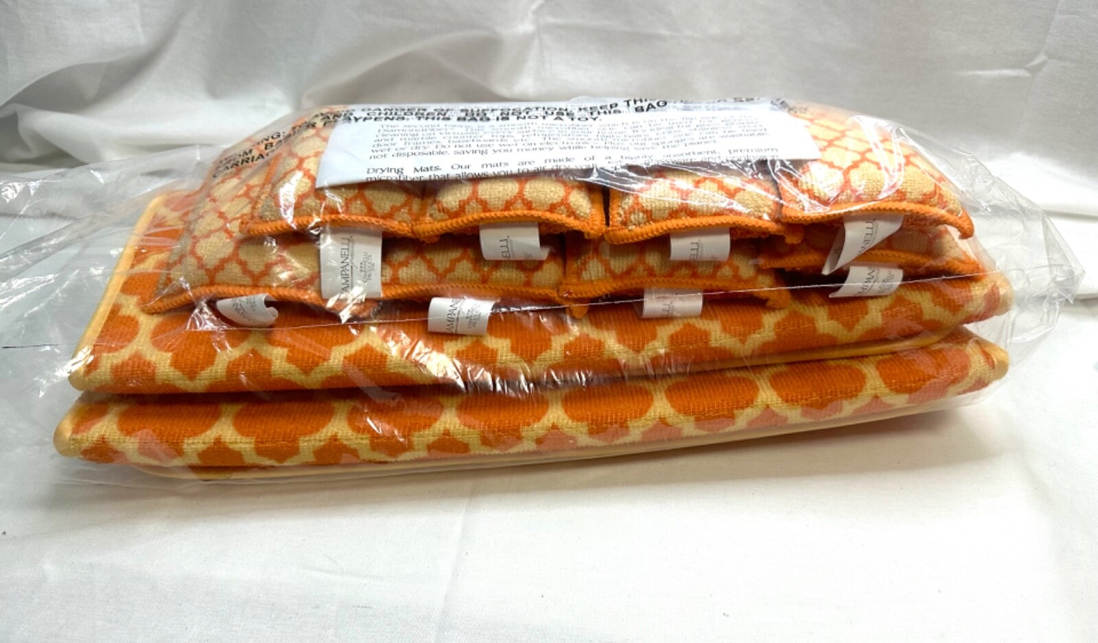 Campanelli 10 Piece Diamond Fiber Scrubbing Sponge Set w/ Drying Mats NEW HTF