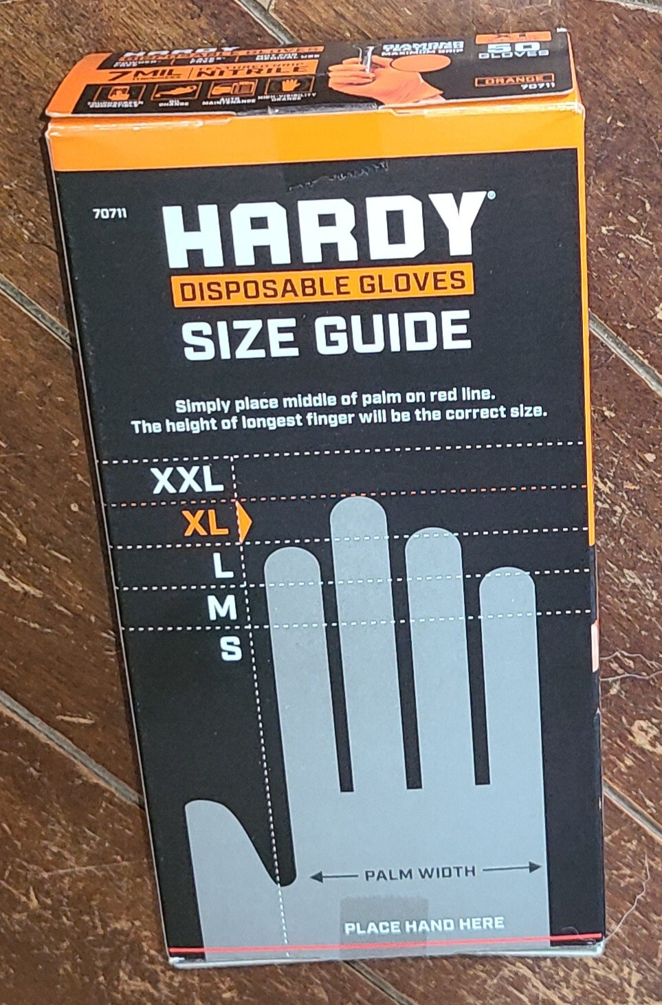 Hardy 50 Piece ORANGE Textured Grip Nitrile XL Disposable Gloves #70711