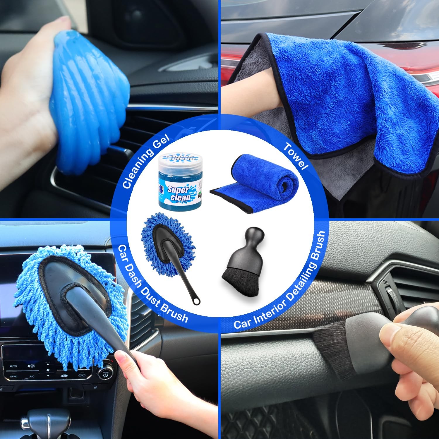 Nikcosmk 17Pcs Car Detailing Kit Interior Cleaner Car Interior Cleaning Kit