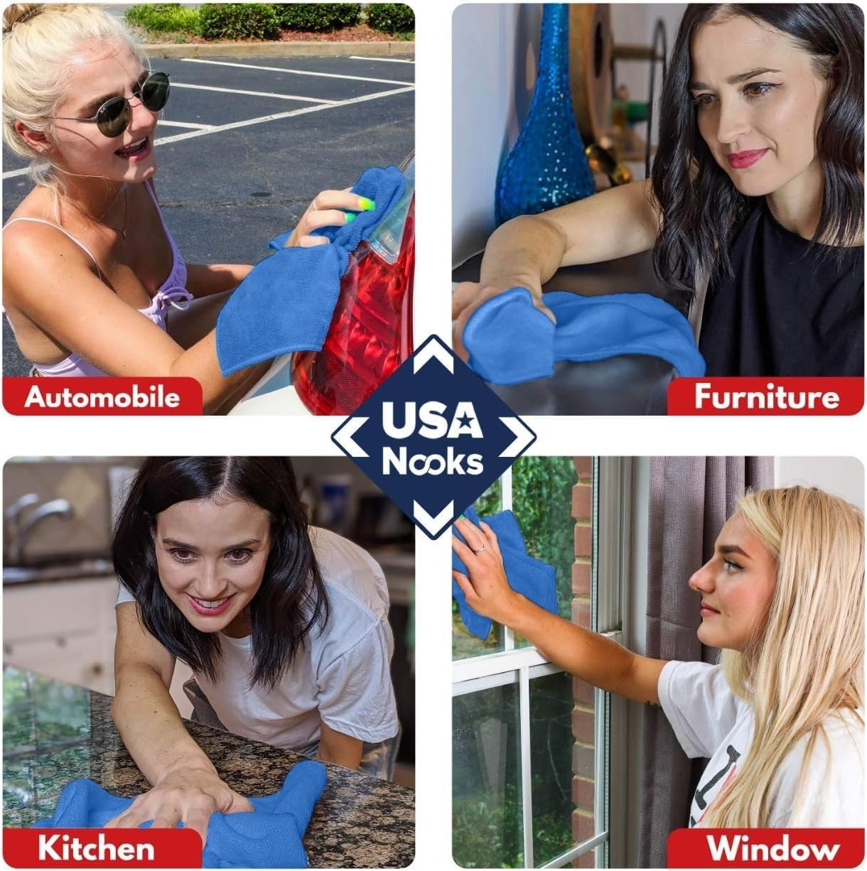 Ultra Absorbent Microfiber Cleaning Cloth – 12 Pack, 1200 Washes, 12.5″x12.5″