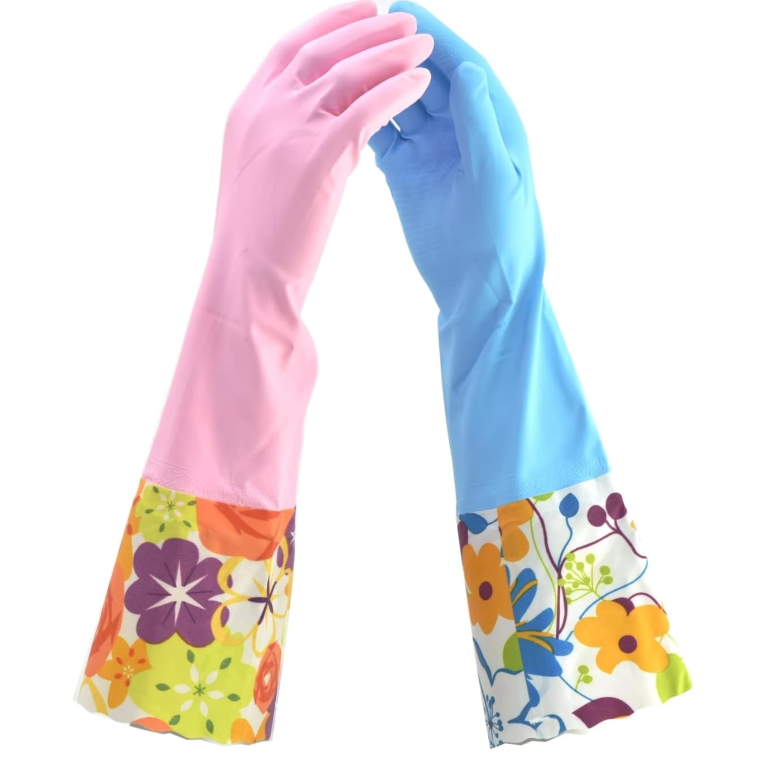 Medium 15-Inch Cleaning Gloves – Waterproof, Latex-Free with Soft Fiber Lining