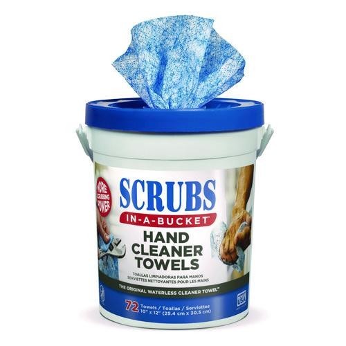 SCRUBS Hand Cleaner Towels, 1-Ply, 10 x 12, Citrus, 72/Bucket, 6 Buckets/Carton