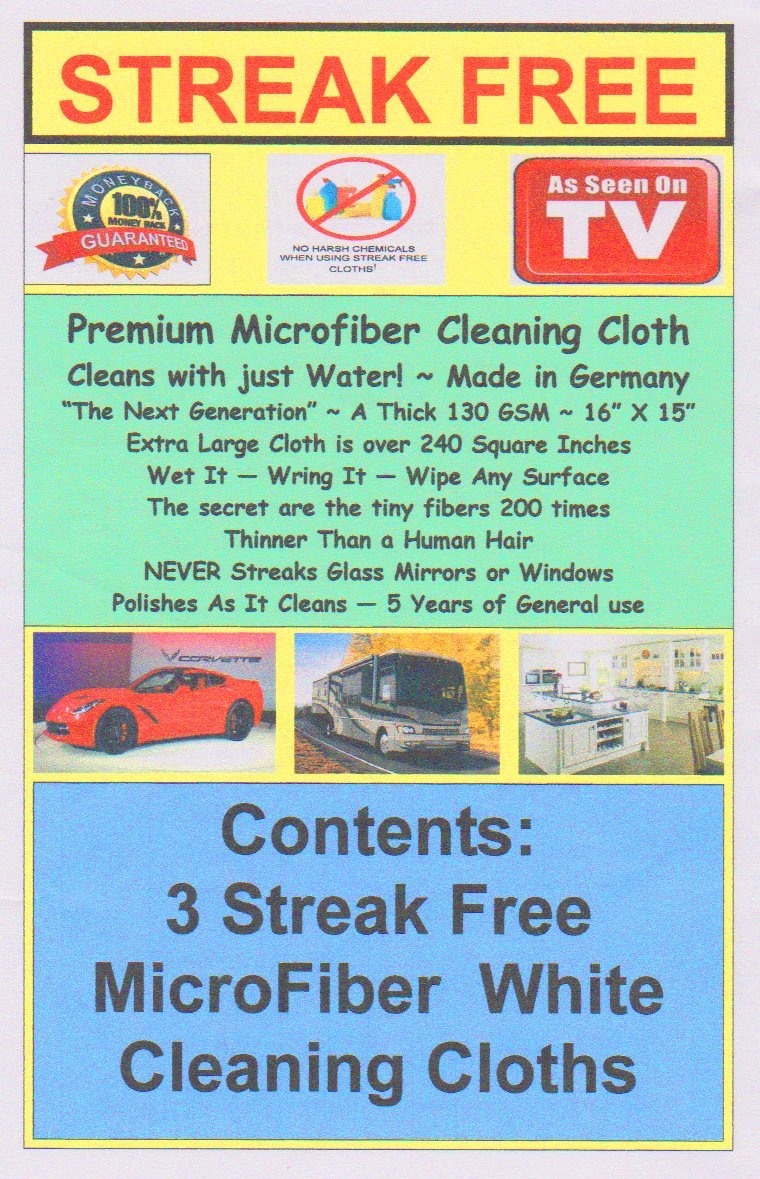 3 Streak Free MicroFiber Cleaning Cloths FREE! 1st Class Mail Made in Germany!