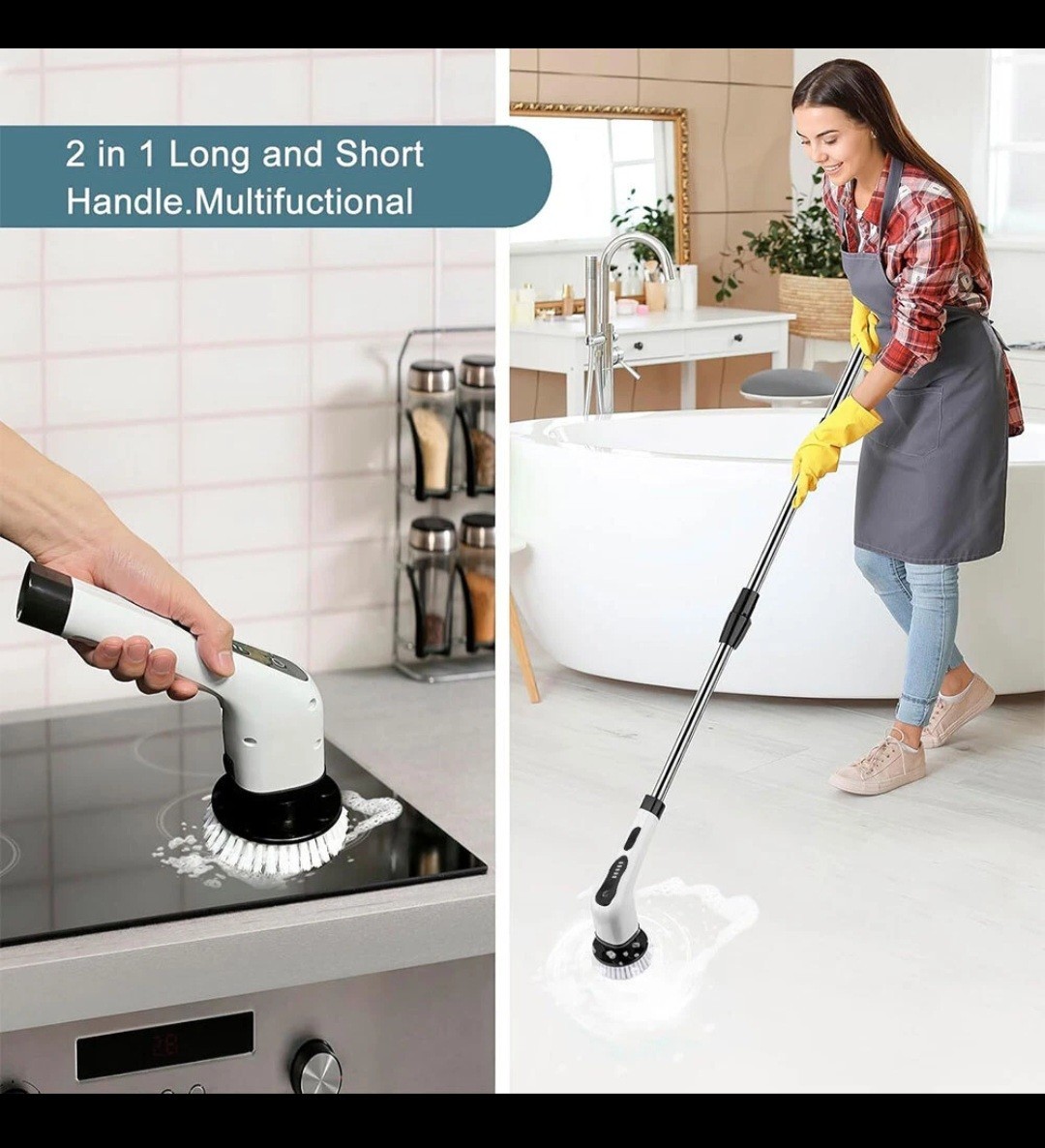 7 in 1 Electric Spin Scrubber, Cordless for Bathtub, Car, Floor, Glass, Stoves