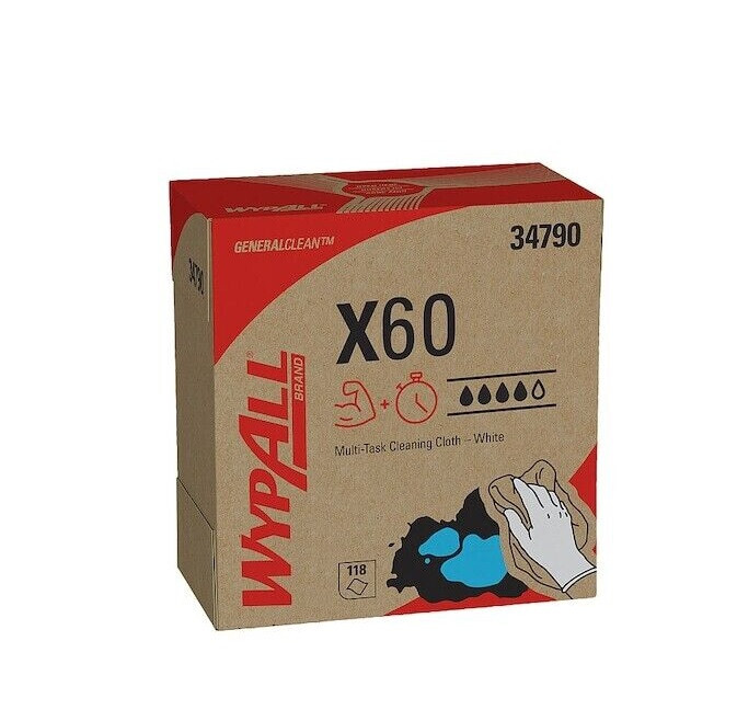 Kimberly Wypall X60 34790 Reusable Cloths Pop-Up Task Wipe Wipers 10 Boxe of 118