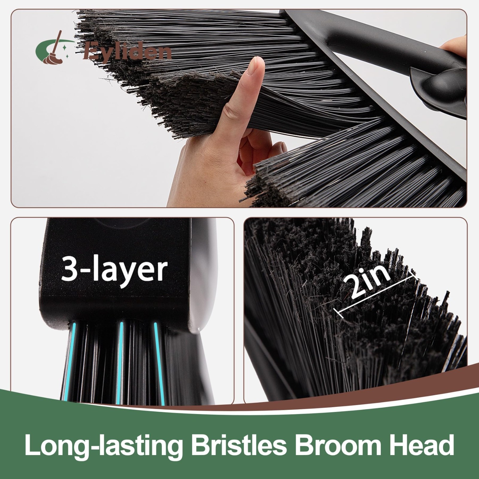 Heavy-Duty Angle Broom 57″ Long Handle – Indoor/Outdoor Cleaning Tool, Fine Dust