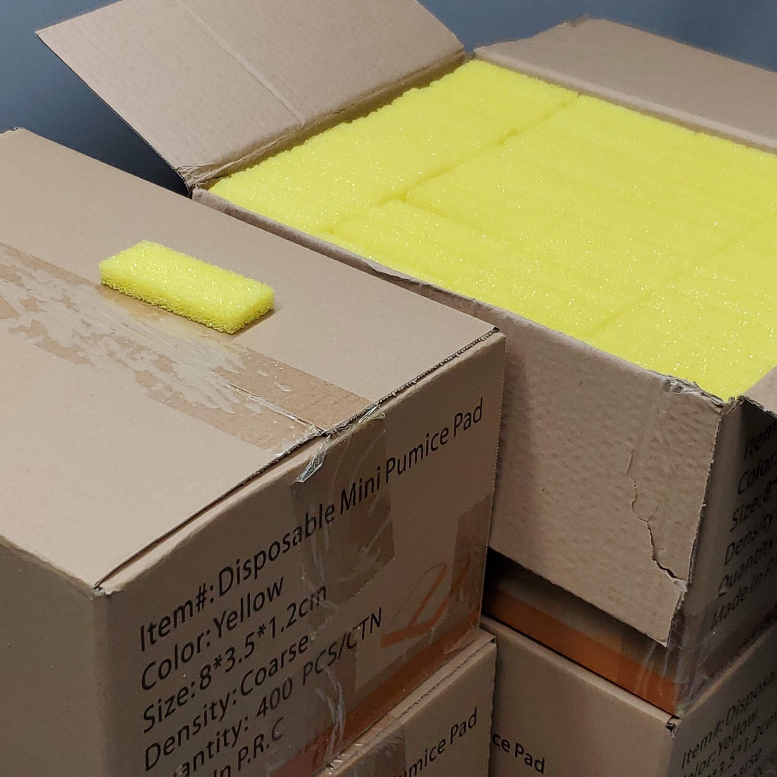 KARA Disposable Pumice Coarse Scrub Pads Yellow 8×3.5×1.2 CM 1600 PCS (New)