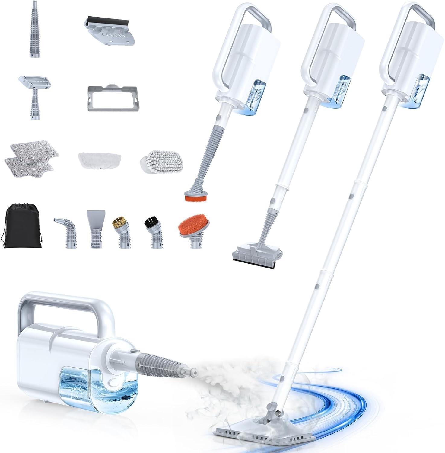 Effortless 10-in-1 Steam Mop with Detachable Handheld Cleaner for All Surfaces
