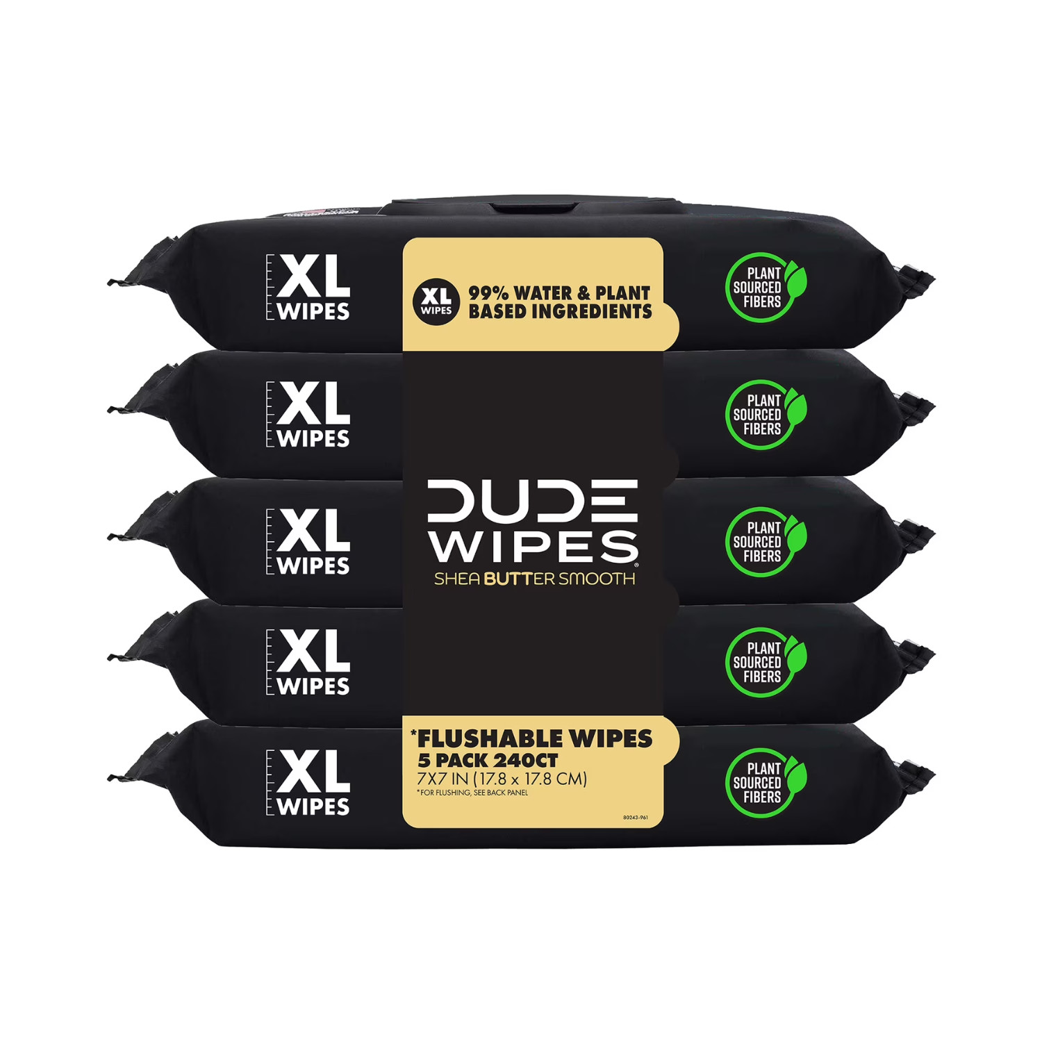 DUDE Wipes Shea Butter Flushable Wet Wipes 240Ct – Extra Large, Septic Safe