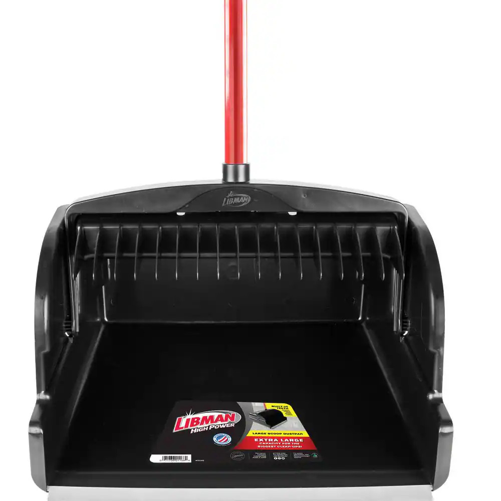 16 In. High Power Large Scoop Upright Dust Pan with Steel Handle (2-Pack)