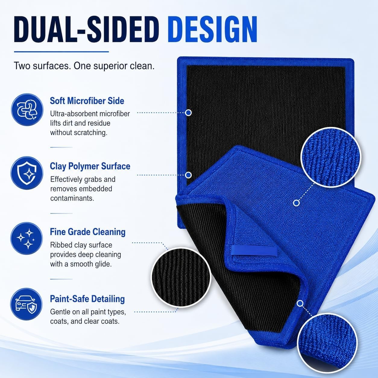 Clay Towel 2 Pack 12 X 12 Inch, Clay Bar Towel for Auto Detailing Microfiber Car