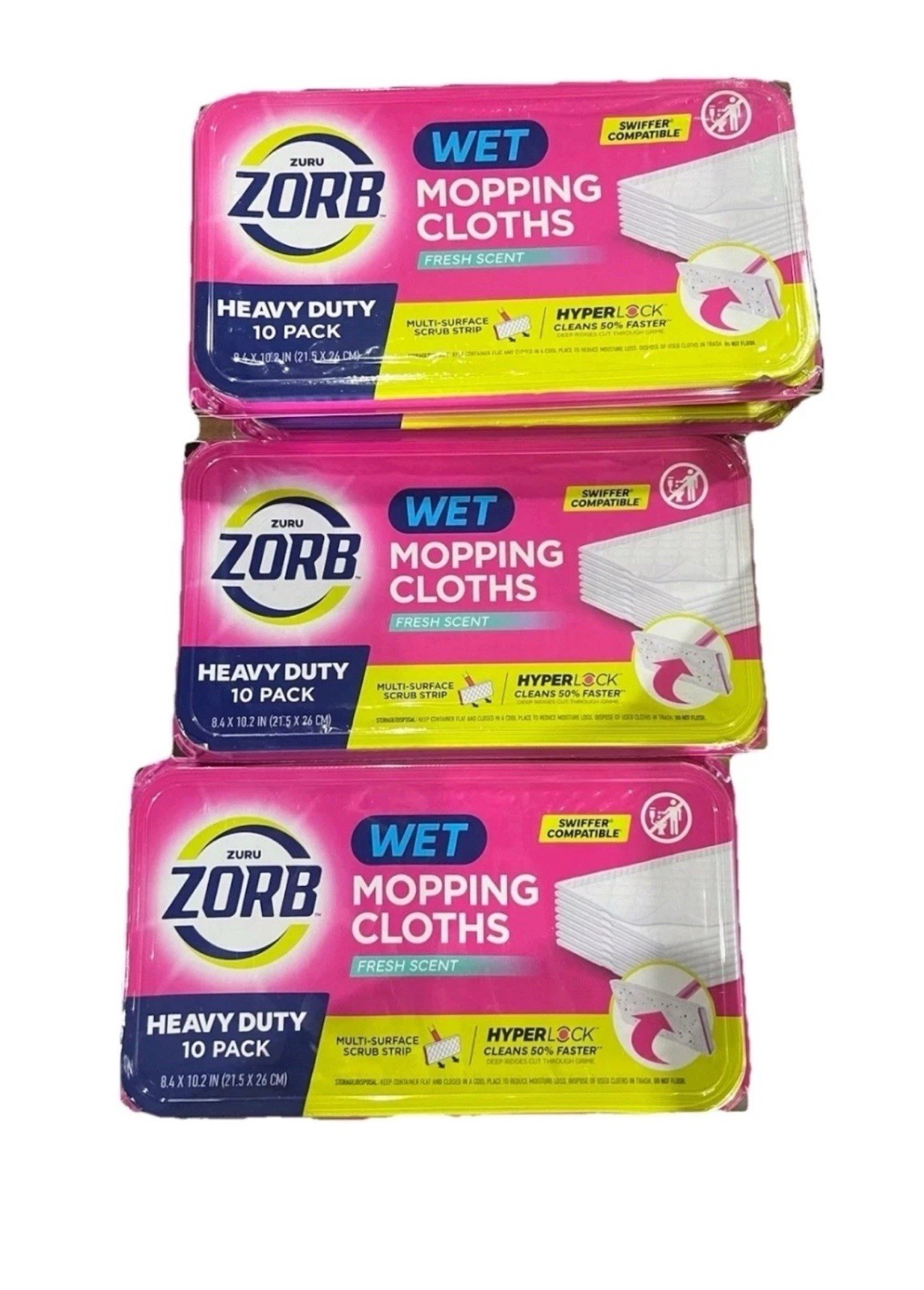 4 X Zuru Zorb Wet Mopping Wipes for Cleaning Floors and Hardwood Floors 40Count