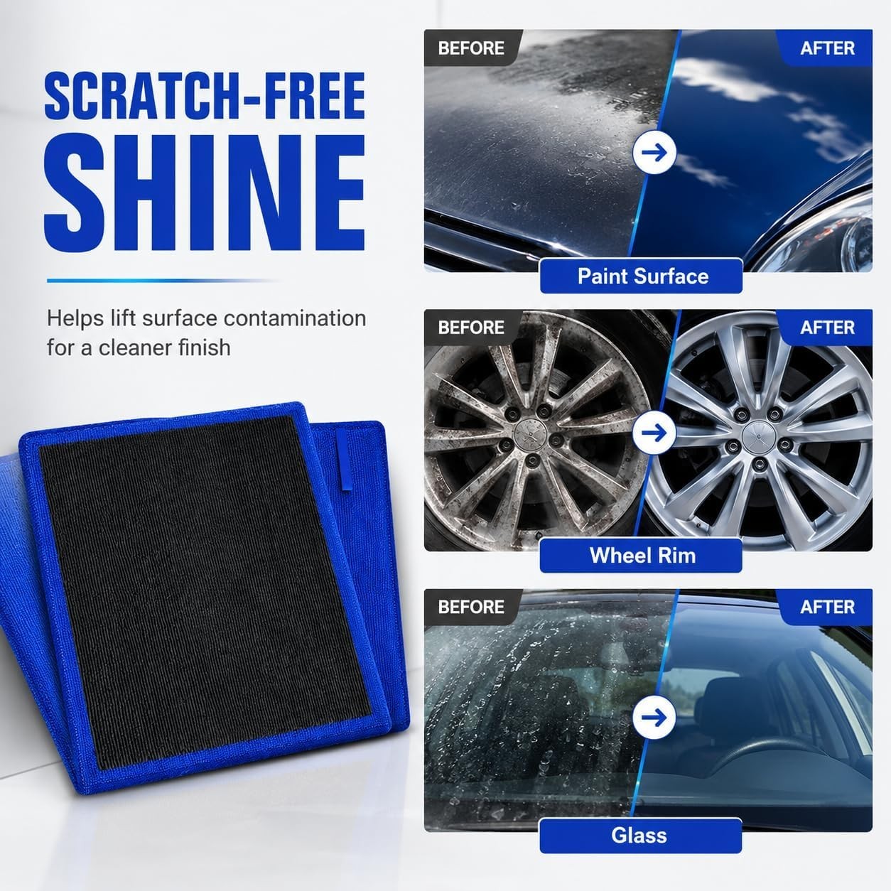 Clay Towel 2 Pack 12 X 12 Inch, Clay Bar Towel for Auto Detailing Microfiber Car