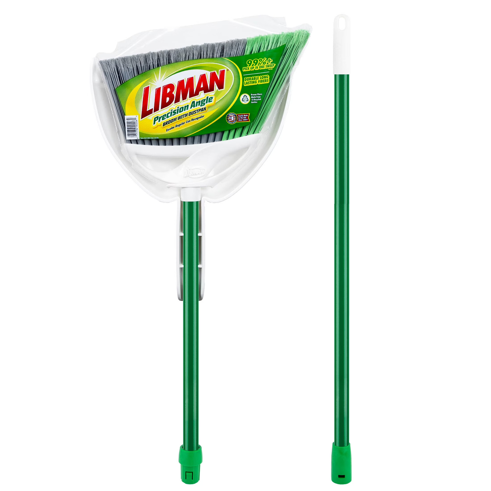 Angle Broom and Dustpan Set with Steel Handle for Indoor Outdoor Use
