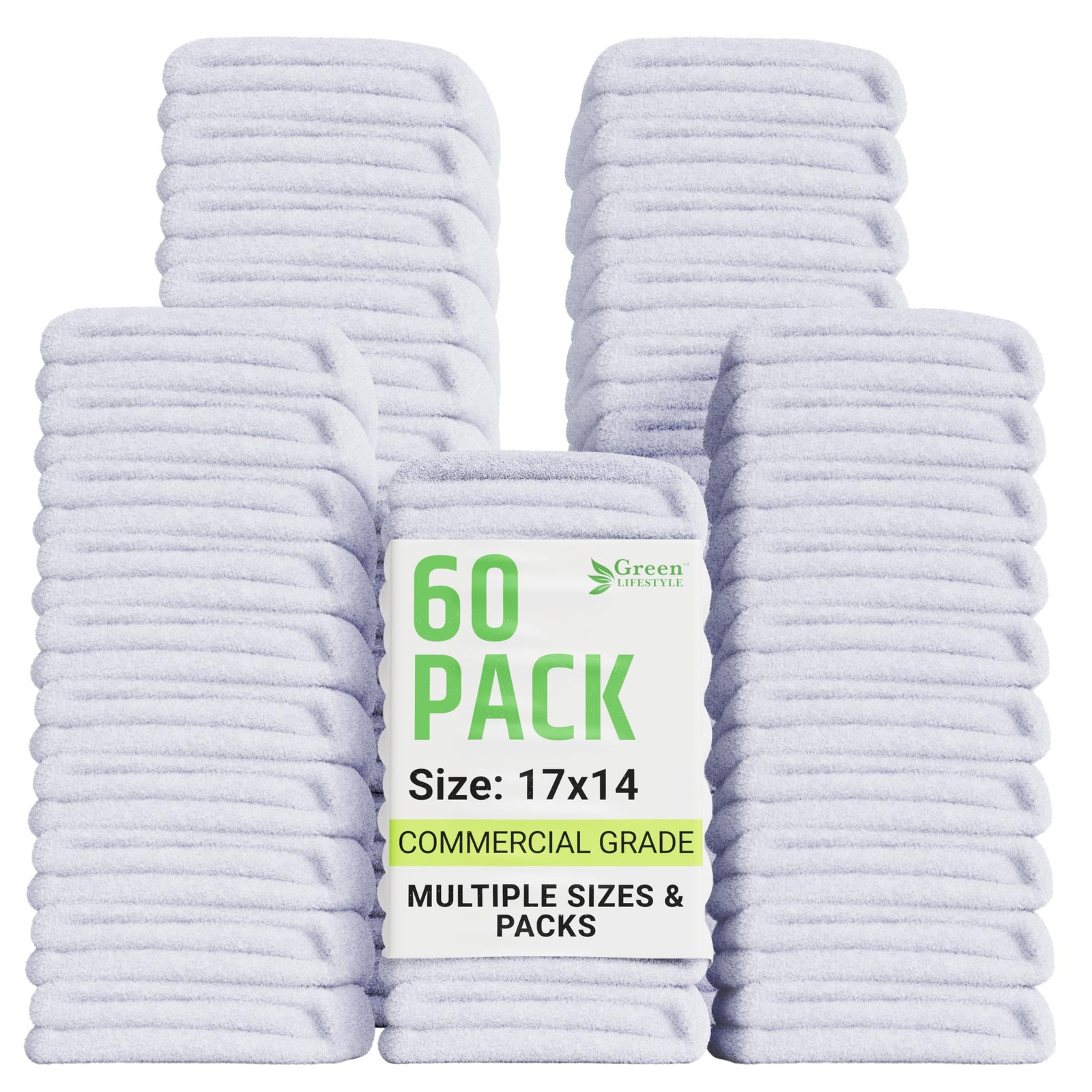 60-Pack Cotton Wash Cloths – 14″x17″ Absorbent Cleaning Rags for Housekeeping…
