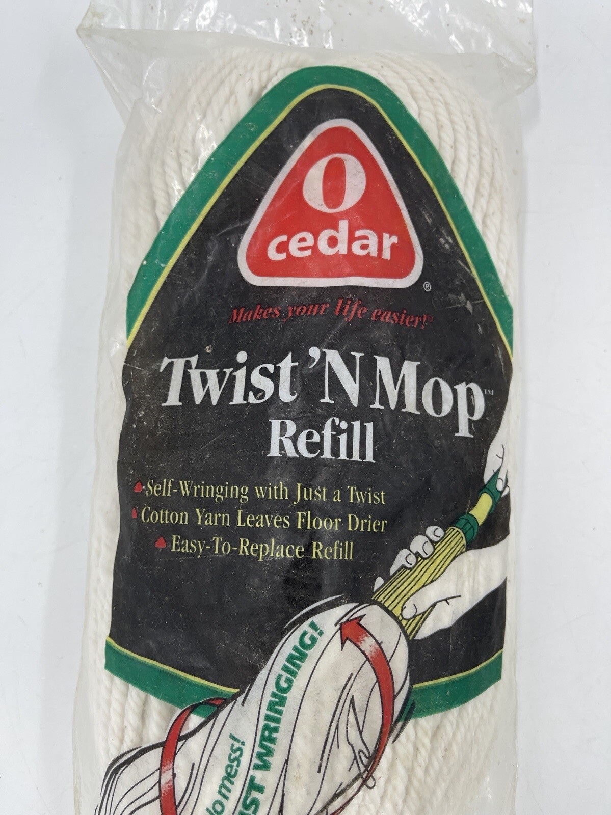 O Cedar Vtg Twist ‘N Mop #267 Refill Replacement Self Wringing Cotton Yarn 1997