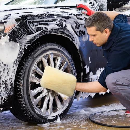 3 Pcs Wool Car Wash Pad Wash Mitts Plush Synthetic Polish Pads for Car
