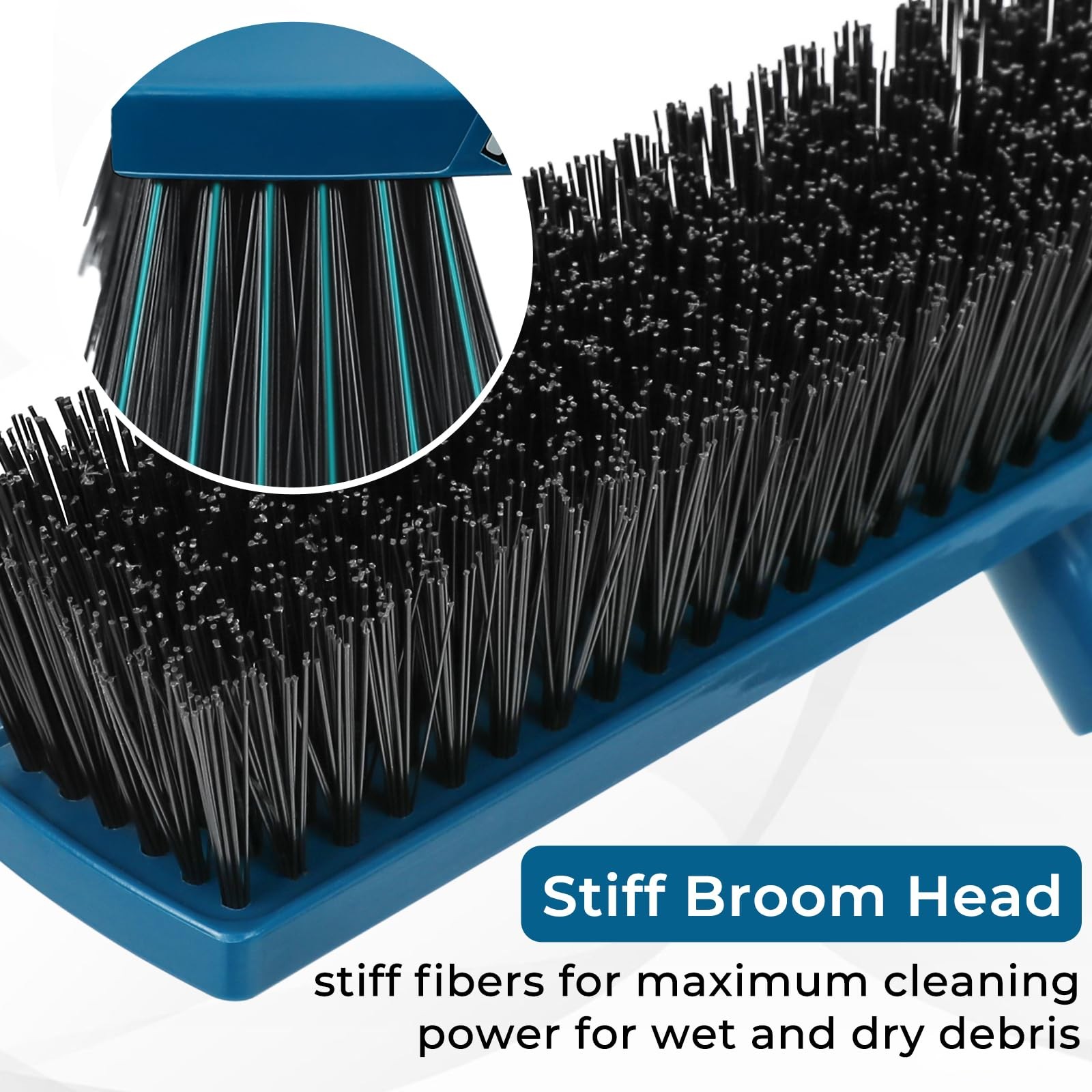 16-Inch Push Broom Outdoor with Squeegee and 58″ Long Handle, 2 in 1 Commerci…