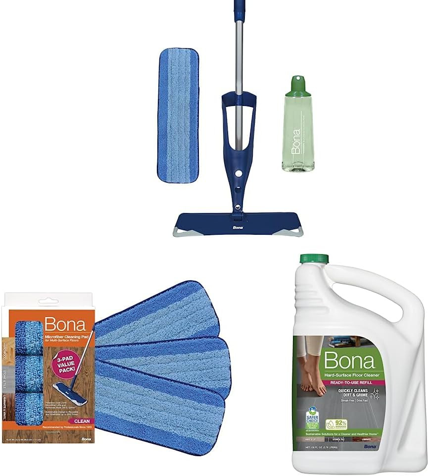Bona Multi-Surface Floor Premium Spray Mop with Cleaner Refill, 128 Fl Oz