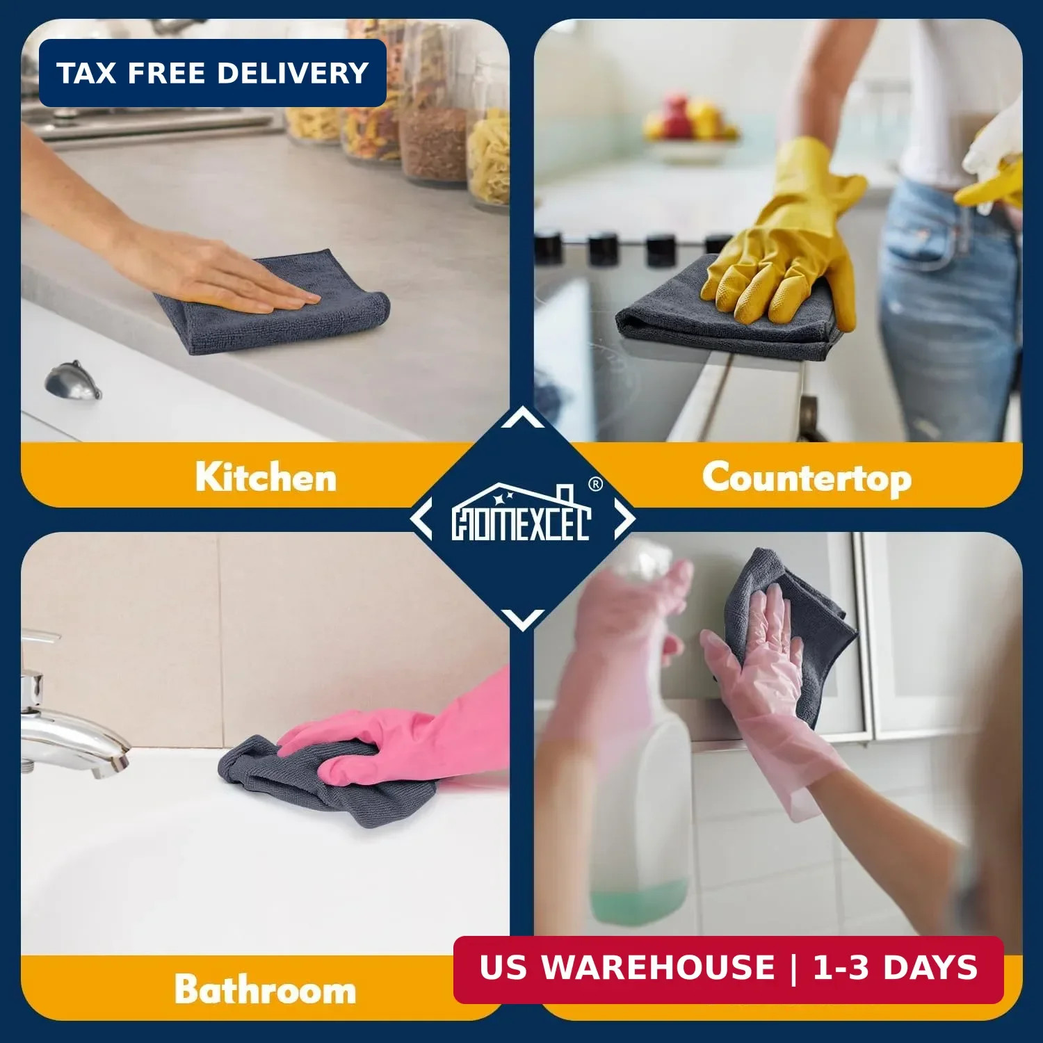 HOMEXCEL Microfiber Cleaning Cloth 12 Pack, 12.5 x 12.5 inch Microfiber Towels f