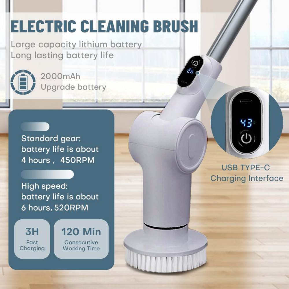 8 in 1 Electric Spin Scrubber Cordless Cleaning Brush Hard Floor / Bathroom Mop