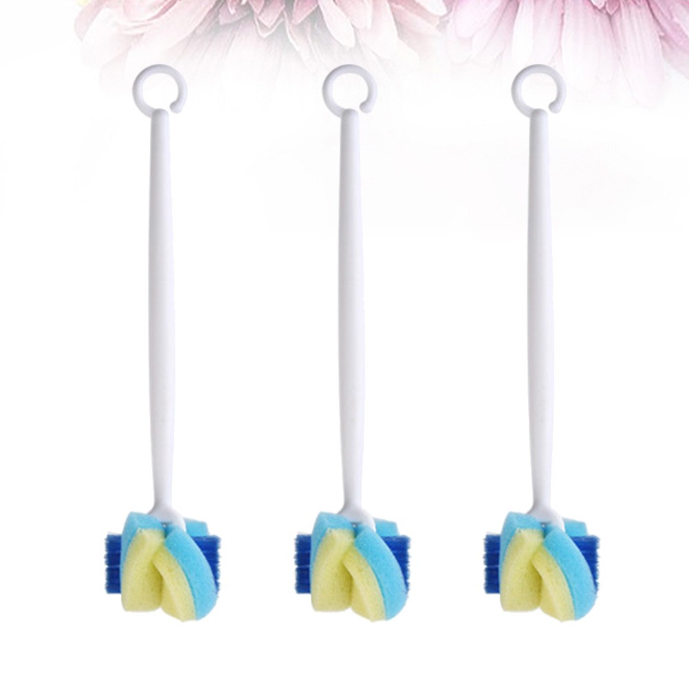3Pcs Baby Bottle Cleaning Brush Reusable Sponge and Hard Handle Assorted Colors