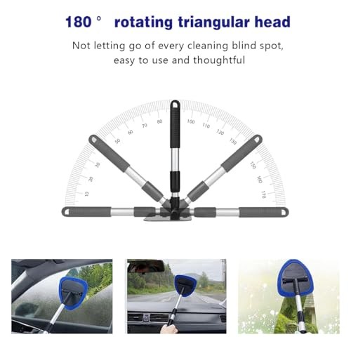Car Windshield Cleaning Tool, Automotive Window Cleaner with 4 Reusable Blue