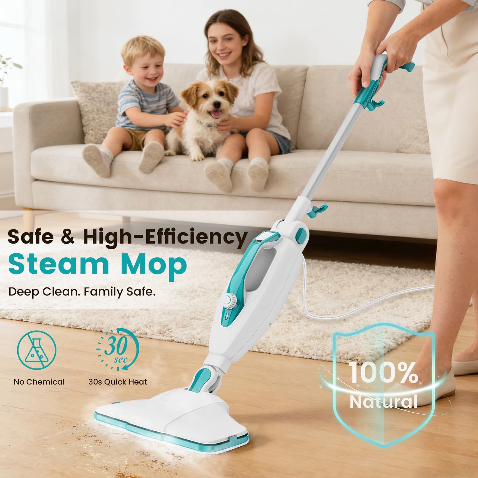 10-in-1 Steam Mop & Handheld Cleaner – 1550W, Multi-Purpose for Floors & Windows
