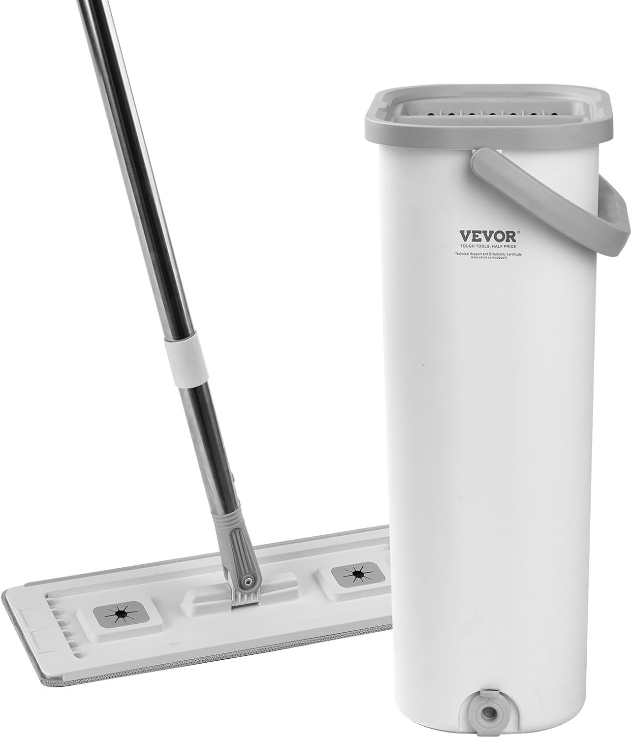 Mop and Bucket with Wringer Set, Wet & Dry Use, Flat Mop and Bucket System with