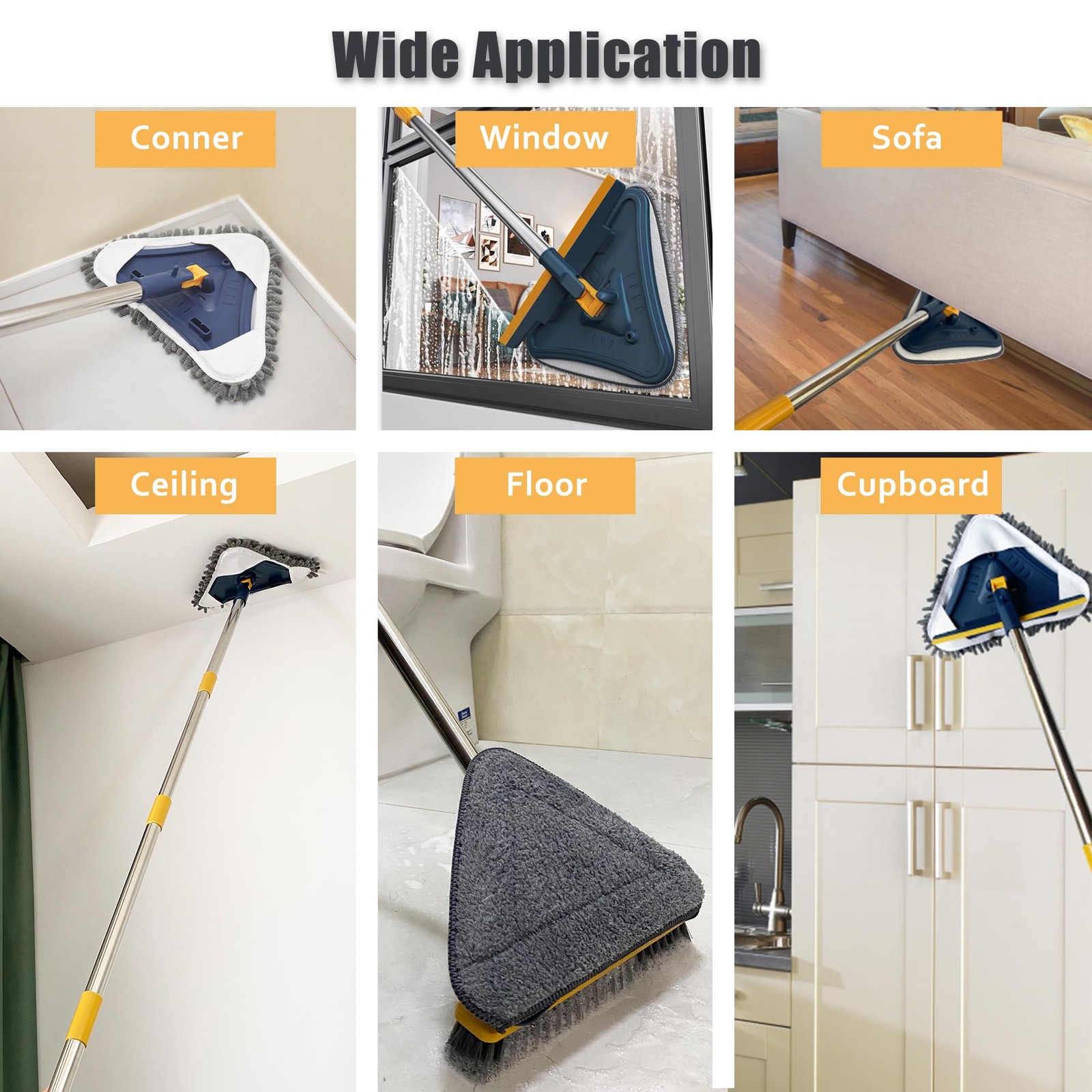 Wall Cleaner Mop with Long Handle, 5-in-1 Wall Cleaning Dust Mop with 6 Repla…