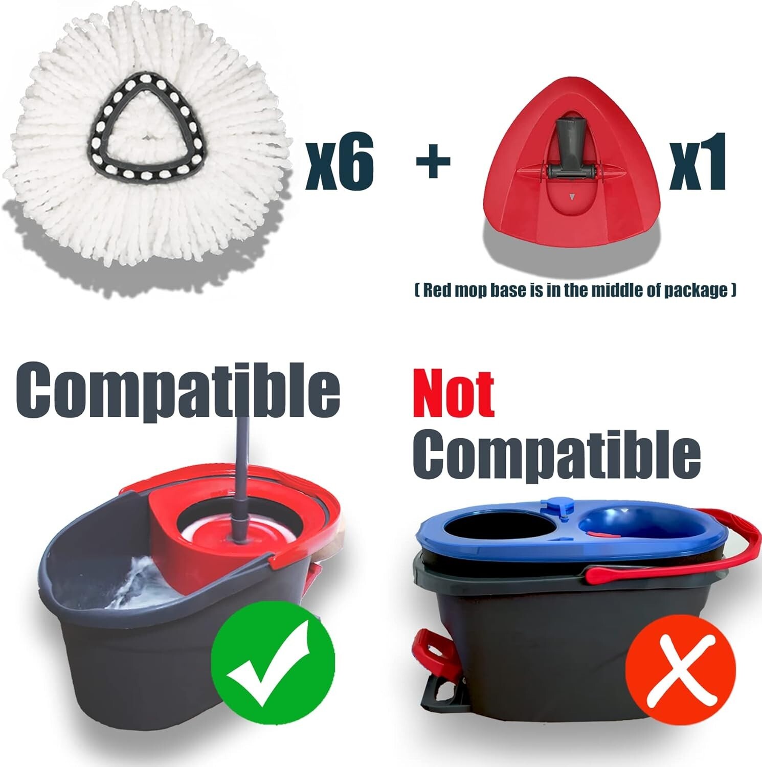 Versatile 6-Pack Mop Head Refills for O-Cedar EasyWring – Lightweight & Reusable