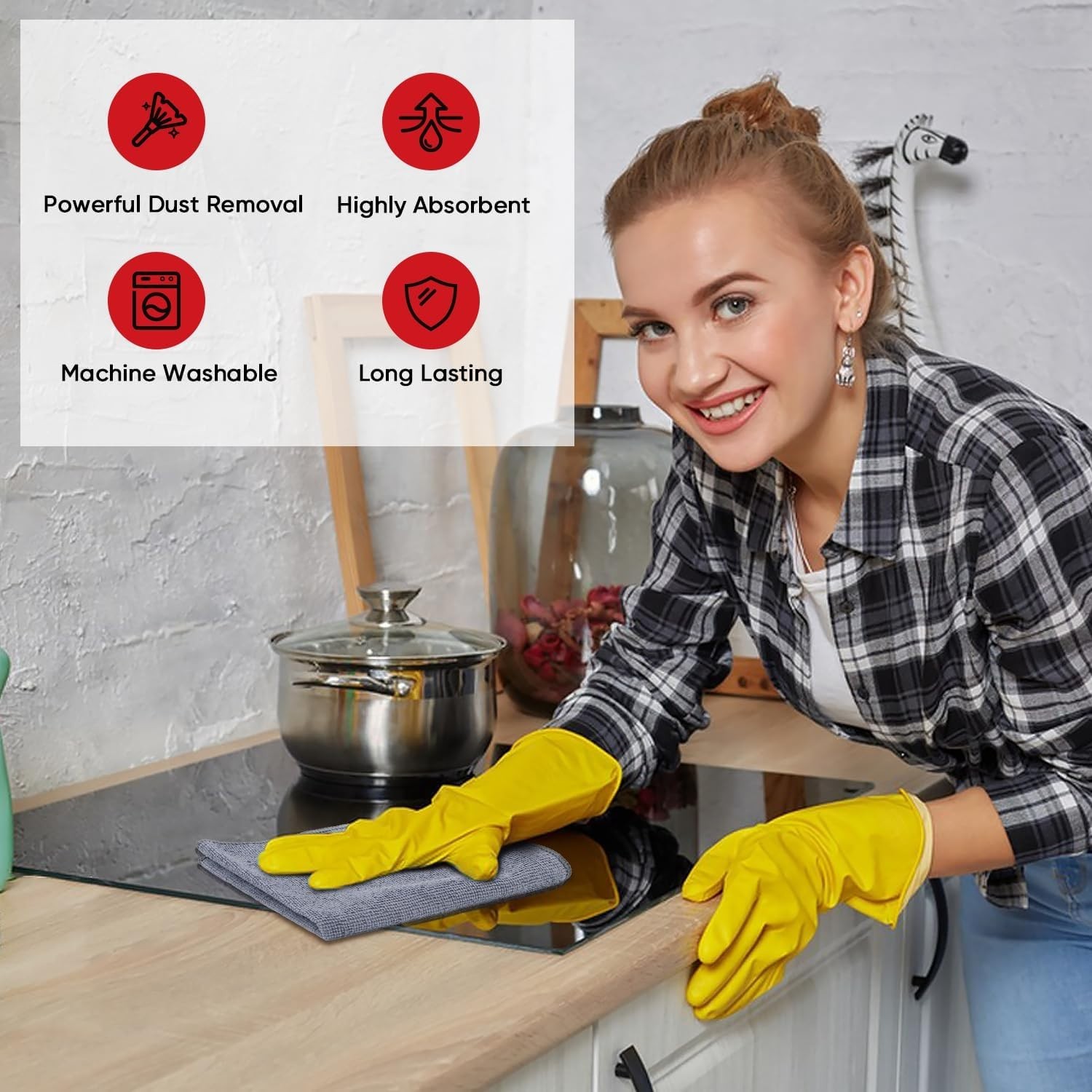 12 Pack Microfiber Cleaning Towels – Lint-Free, Absorbent, Multi-Use for Car…