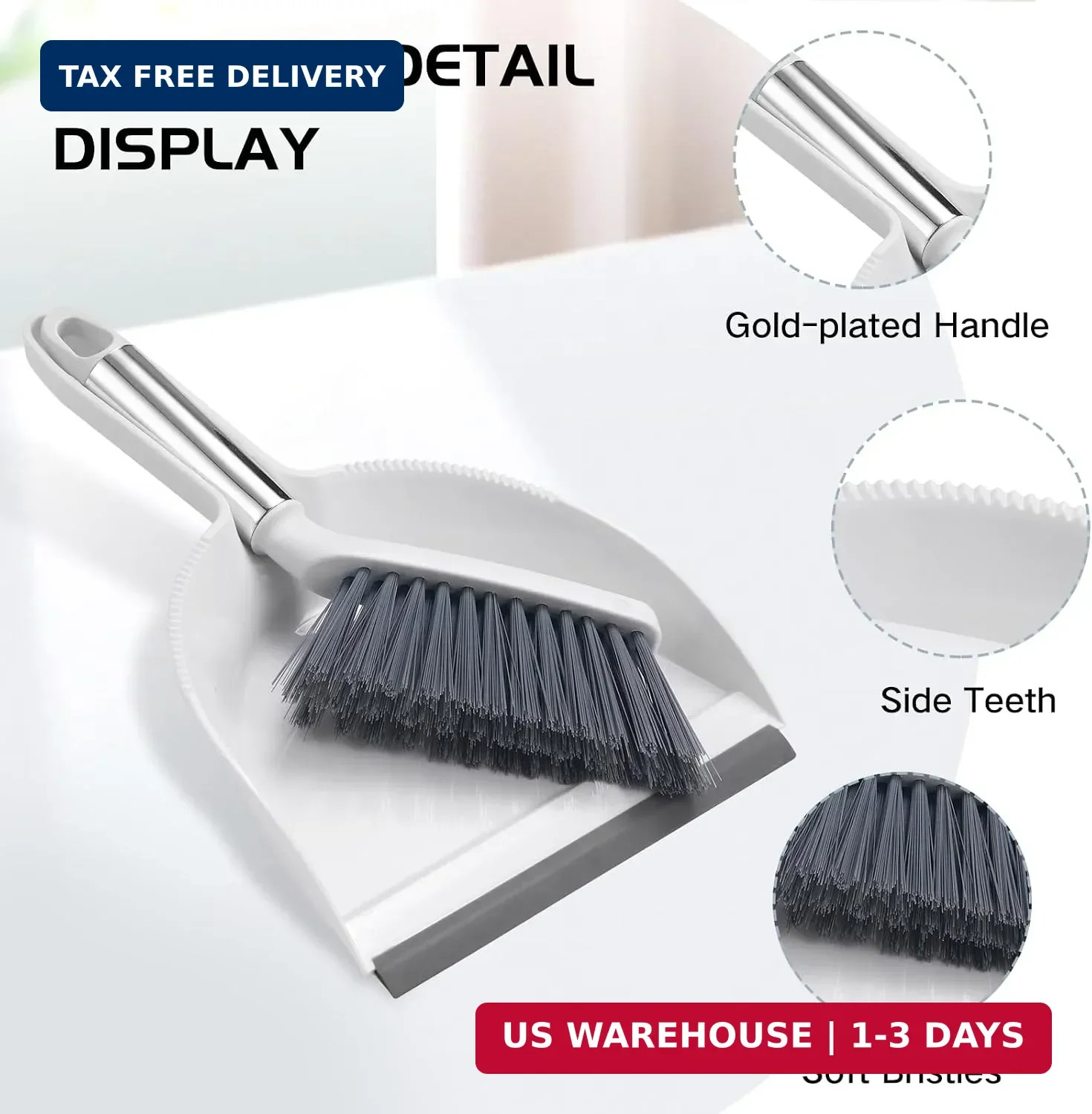 Mini Broom and Dustpan Set,Small Dust Pan and Brush Set with Handle Dustpan Tee