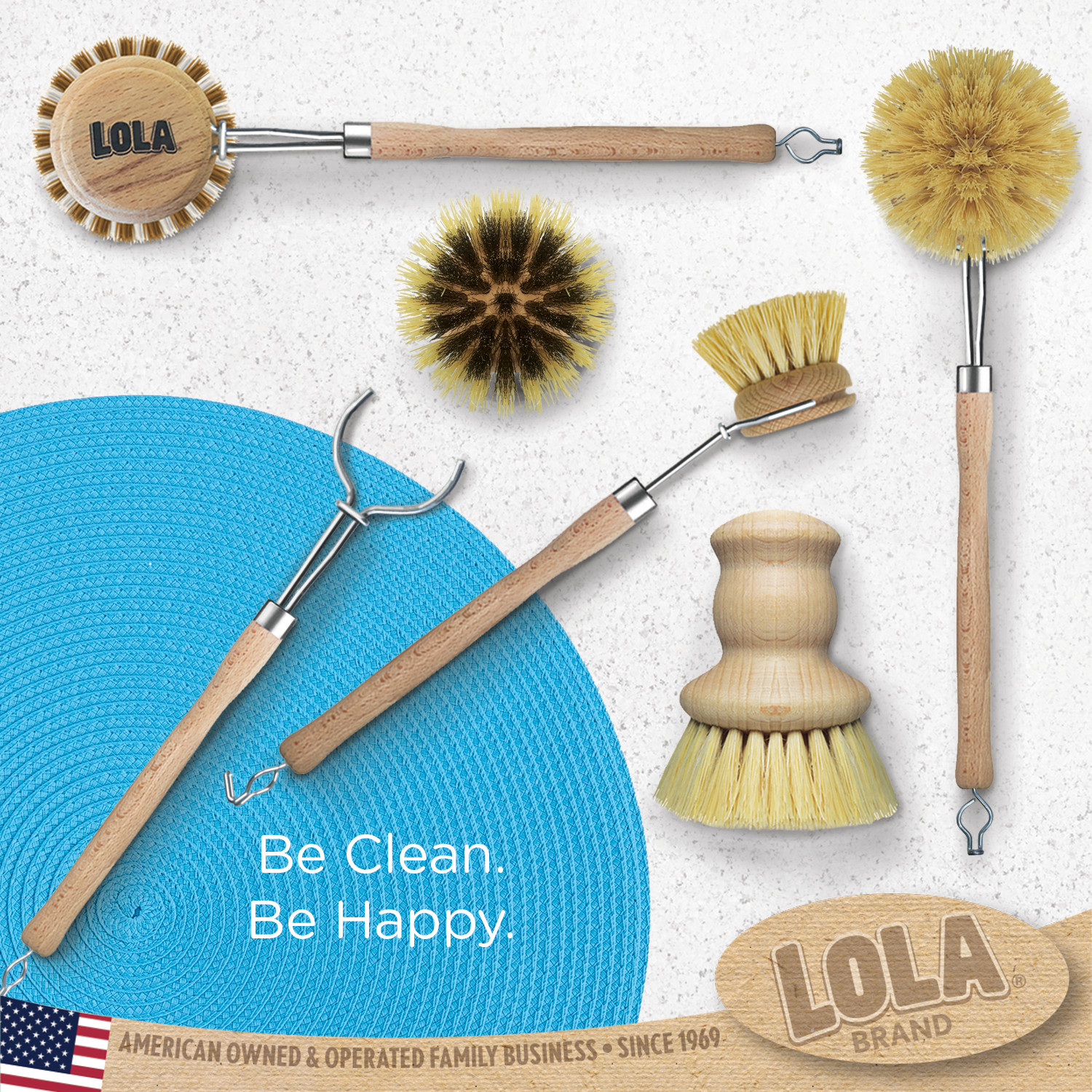 The Original Tampico Vegetable Palm Brush by LOLA – Wood Handle Tampico Bristles