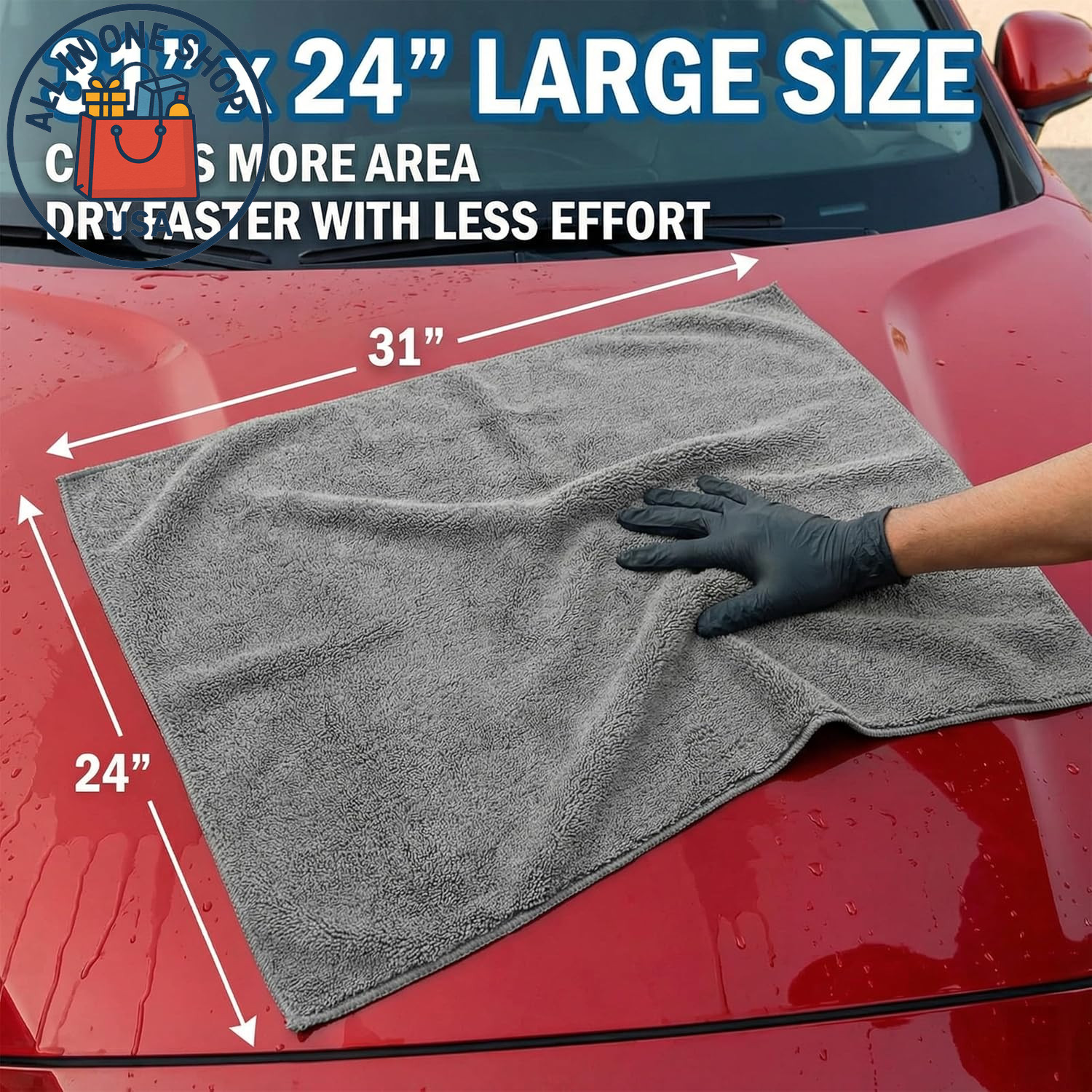 Large Microfiber Car Drying Towels, Scratch & Lint Free, Professional 2-Pack