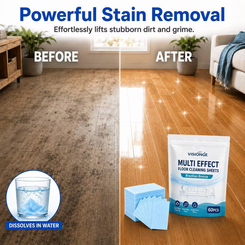 60pcs Multi-Purpose Floor Cleaning Sheets Pads Cleaner Tablet with Fragrance