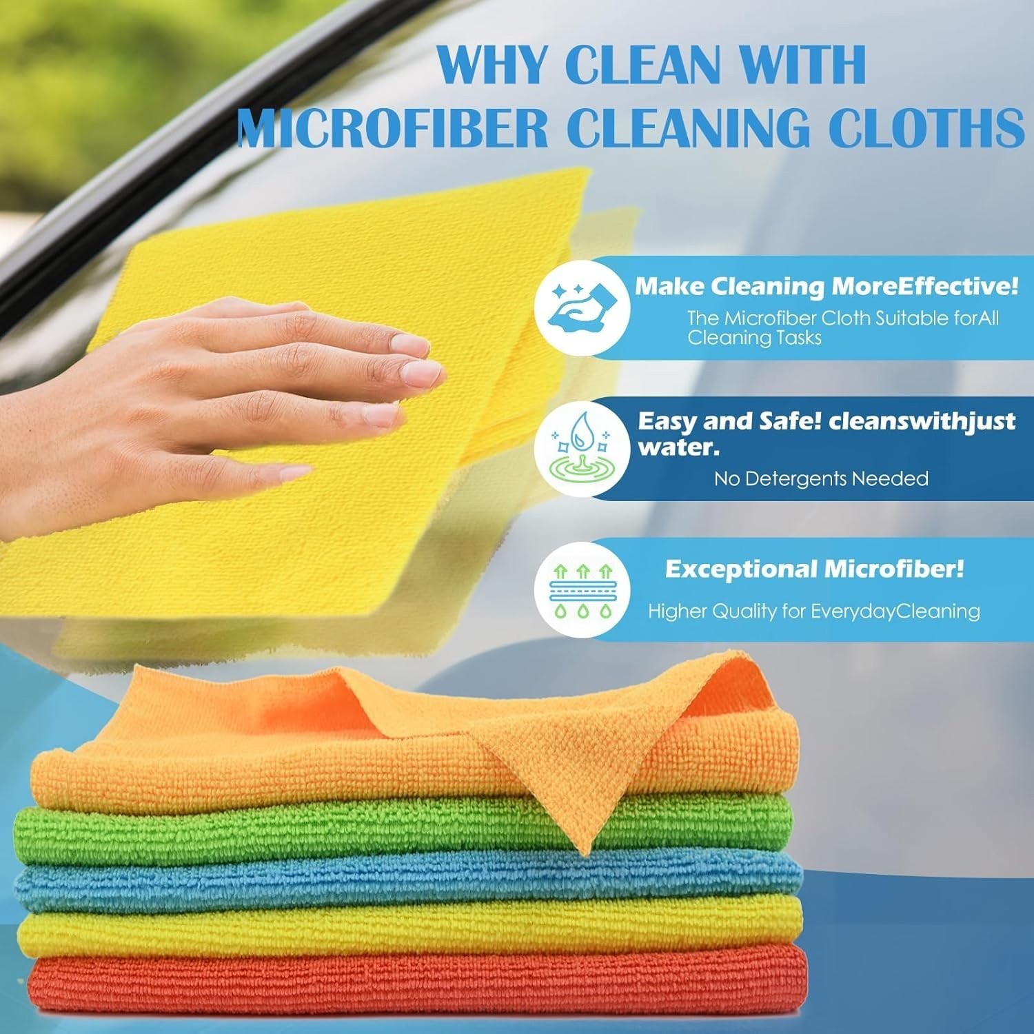 Bulk Pack Microfiber Cleaning Cloth No-Scratch Rag Car Polishing Detailing Towel