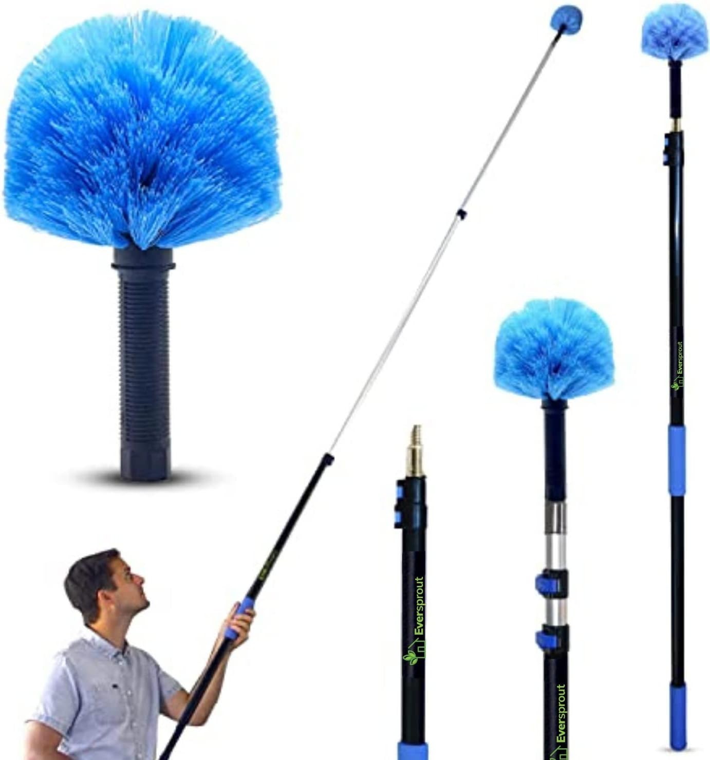 Telescoping Duster Extension Pole Cobweb Cleaner for Ceiling Walls Outdoors
