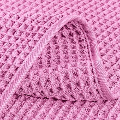 430 GSM Microfiber Lint Free Washcloth Face Towel, 13 x 13 in, 4 Pack Pink