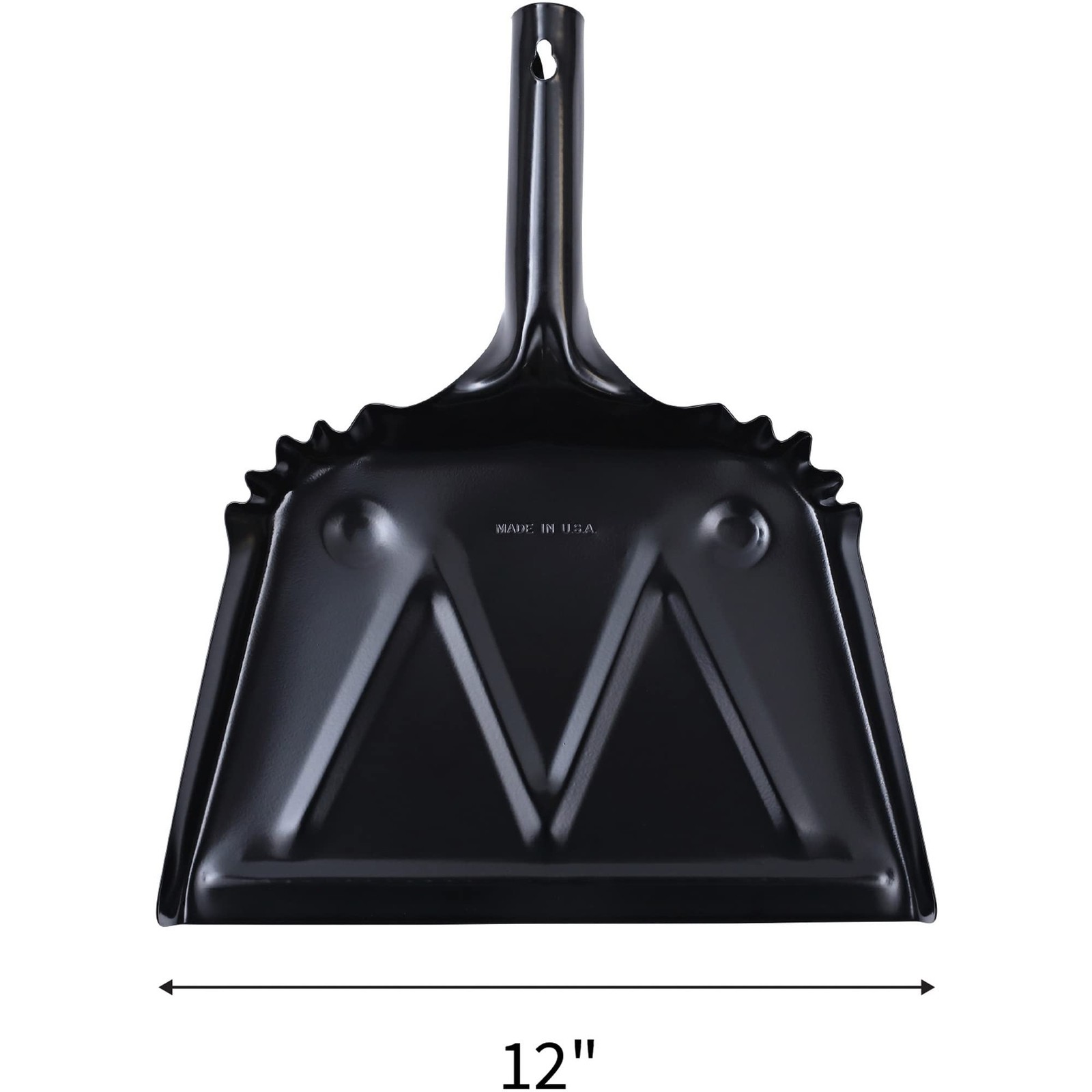 Heavy-Duty Black Metal Dustpan, 12″