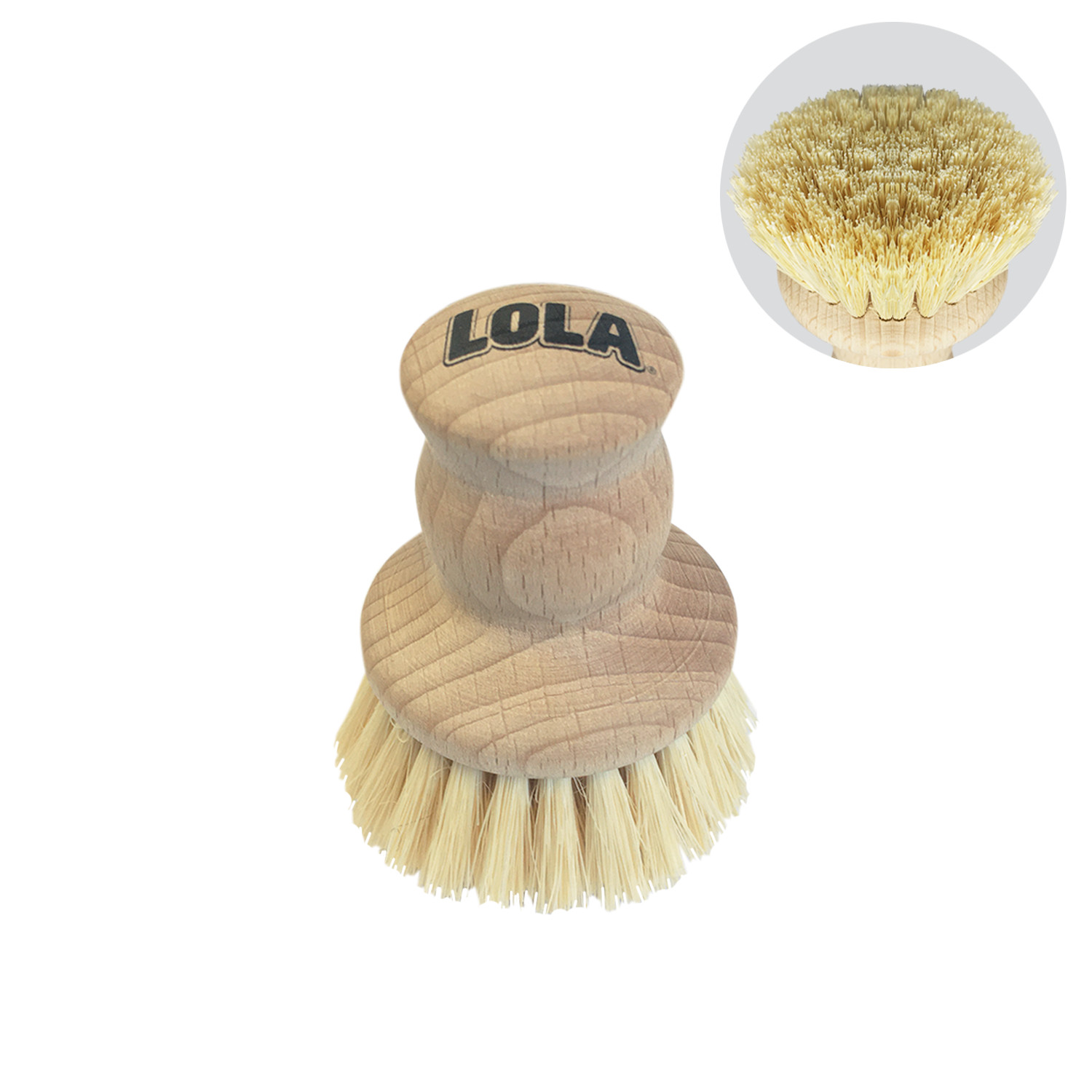 The Original Tampico Vegetable Palm Brush by LOLA – Wood Handle Tampico Bristles