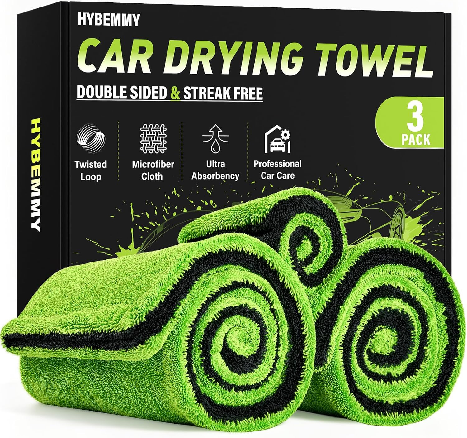 2+1 Pack Car Drying Towels – Microfiber Towels for Cars (36″ X 24″), Ultra-Absor