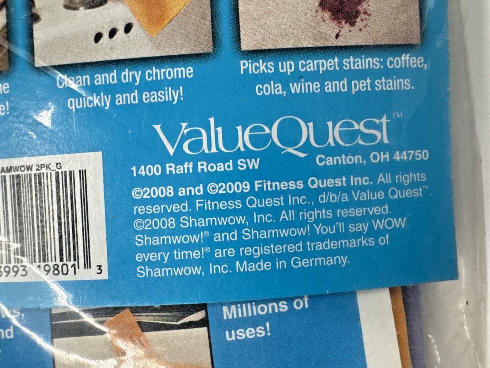Shamwow Towels 15 inch 2 pack Super Absorbent Germany 2008 Seen TV NEW NOS
