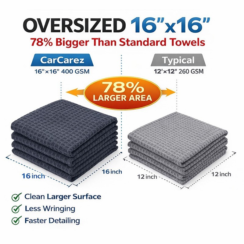 240 Pack Bulk Microfiber Towels 400 GSM Waffle Weave 16×16 Car Drying Rag 70/30