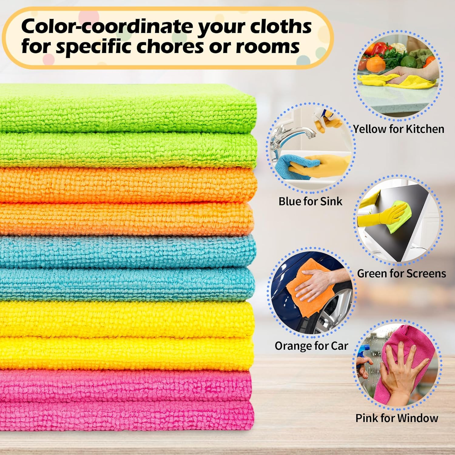 Microfiber Cleaning Cloth, 20 Pack Cleaning Rags, Cleaning Towels