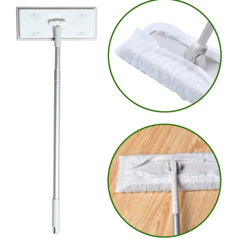Home Electrostatic Dust Collector Mop Foldable 51.2 in Long Handle with Disposab